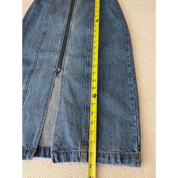 Future Collection Women's Puff Sleeve Square Neck 70s Bohemian Denim Dress 0 - Picture 10 of 16